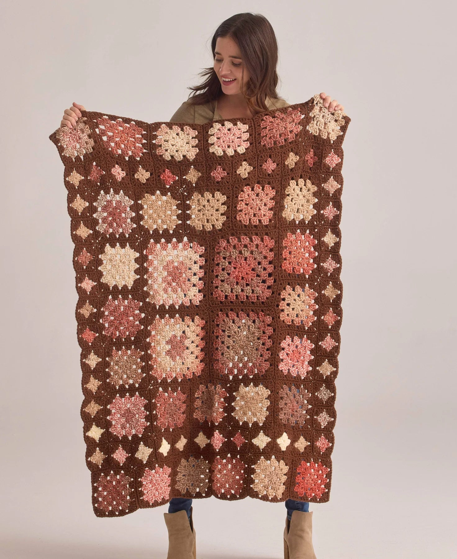 Free Crochet Pattern, Brown Crochet Blanket PATTERN, PDF Pattern Only