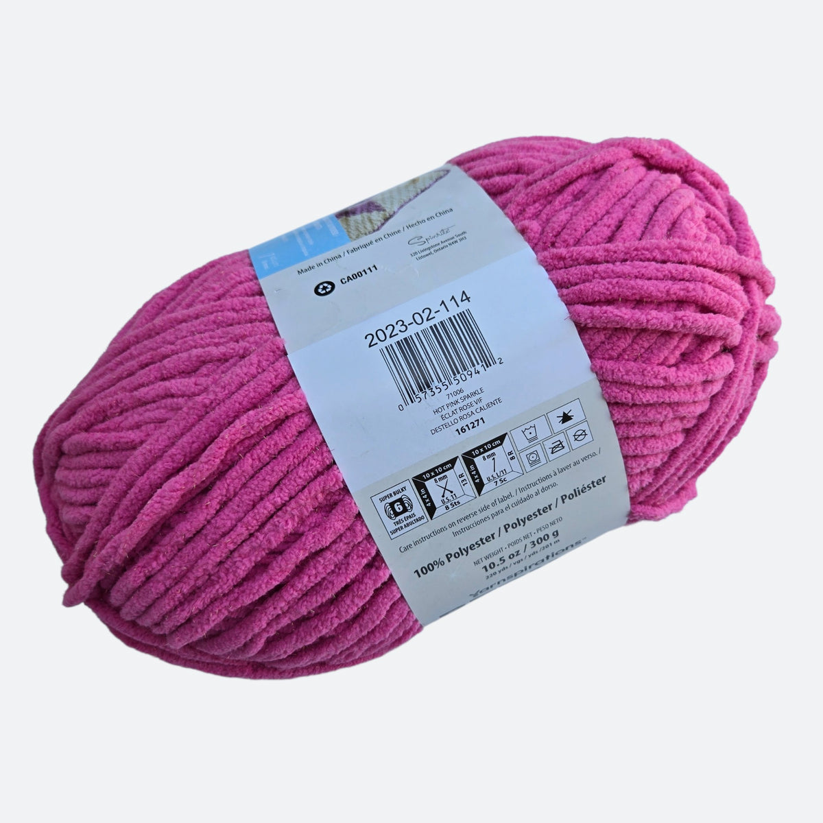 Bernat Baby Blanket Hot Pink Sparkle Yarn – Super Bulky 300g,