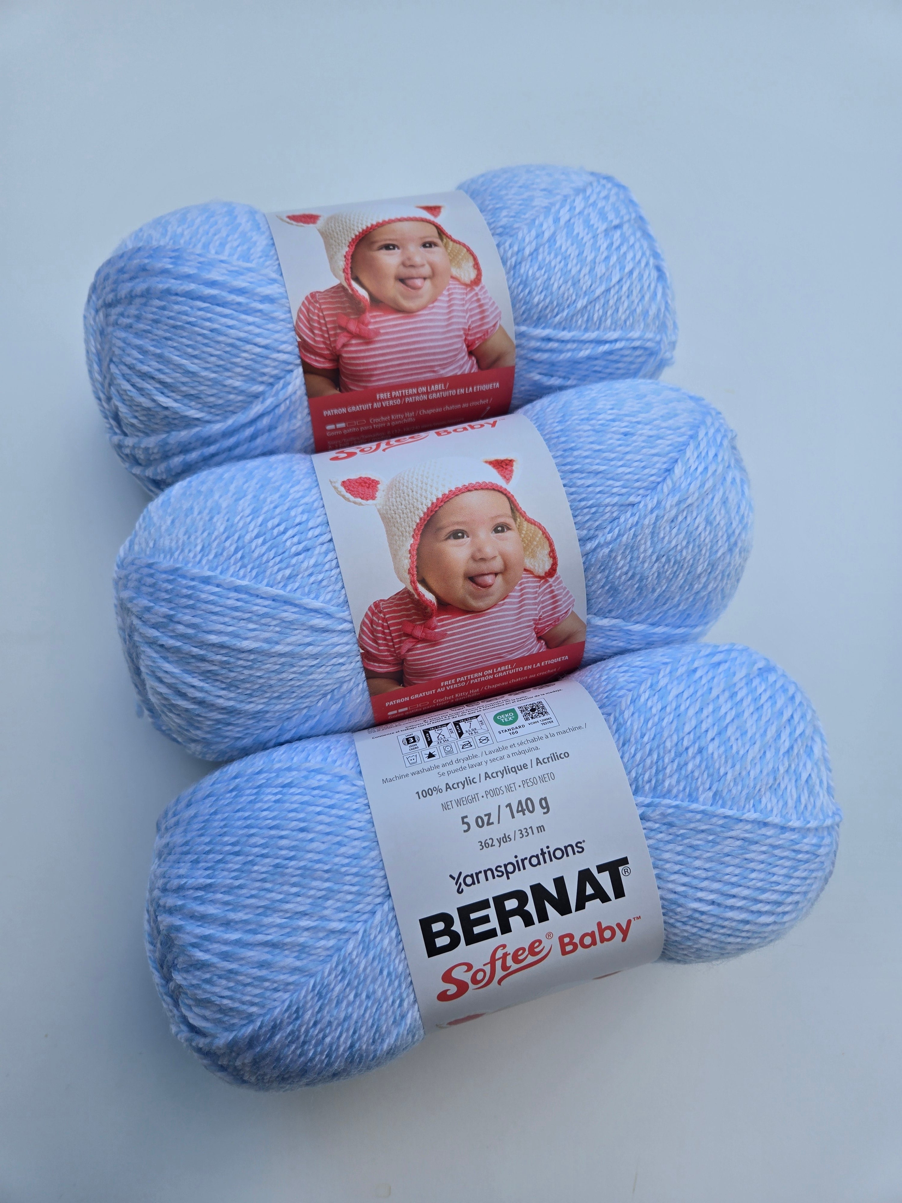 3PACK Denim Marl Bernat Softee Baby Yarn,  5oz/140g Acrylic DK