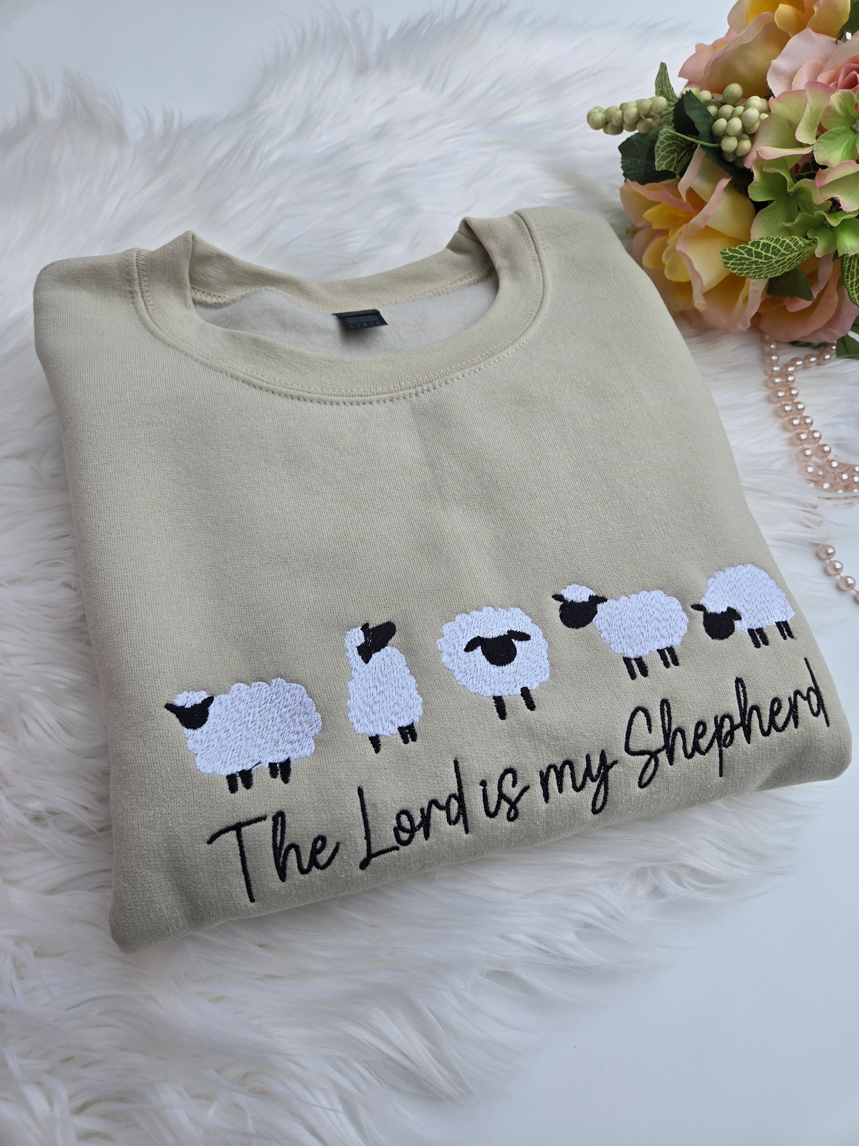 Sand Embroidered Women Sweatshirt,  The Lord is my Shepherd