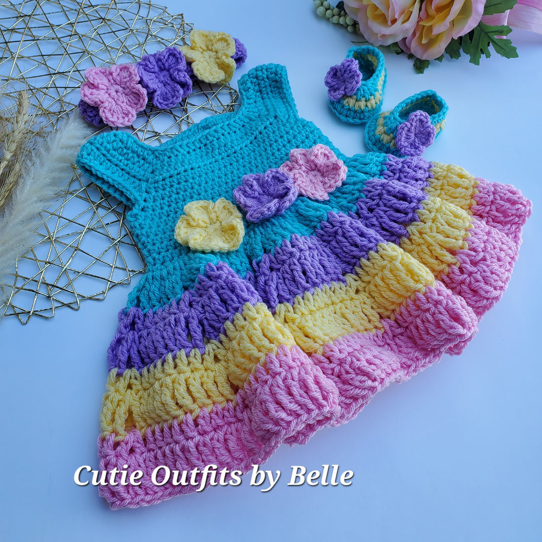 Easter Crochet Baby Dress, Infant Baby Set, Baby Girl Outfit, Newborn Baby Outfit