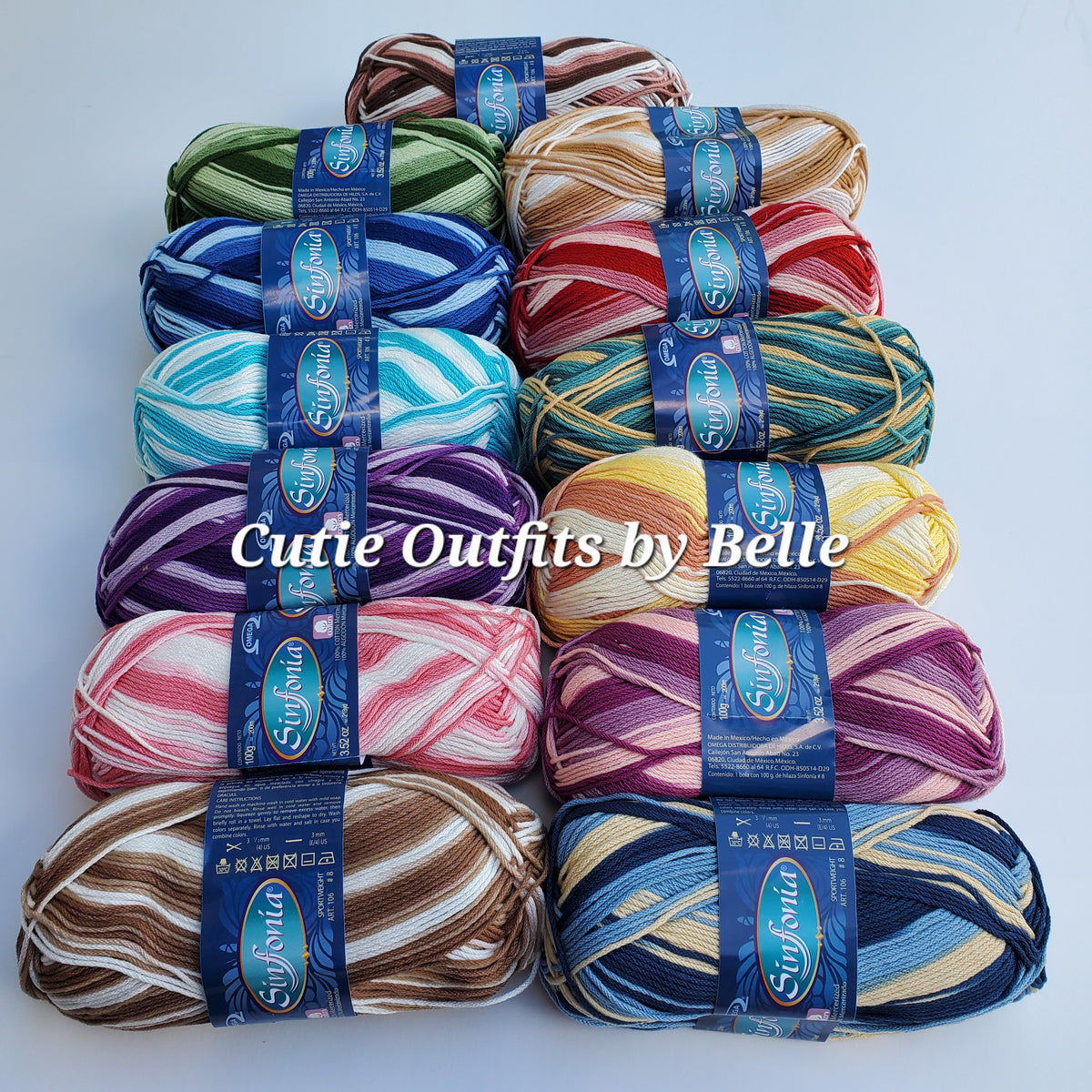 VARIEGATED and Solids Sinfonia Cotton Yarn,  Crochet Knitting Yarn, DK Sportweight