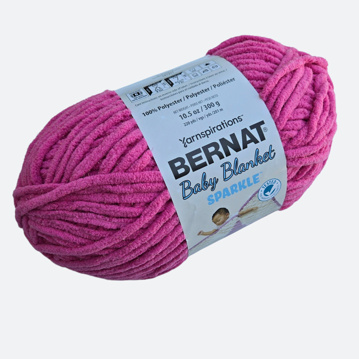 Bernat Baby Blanket Hot Pink Sparkle Yarn – Super Bulky 300g,