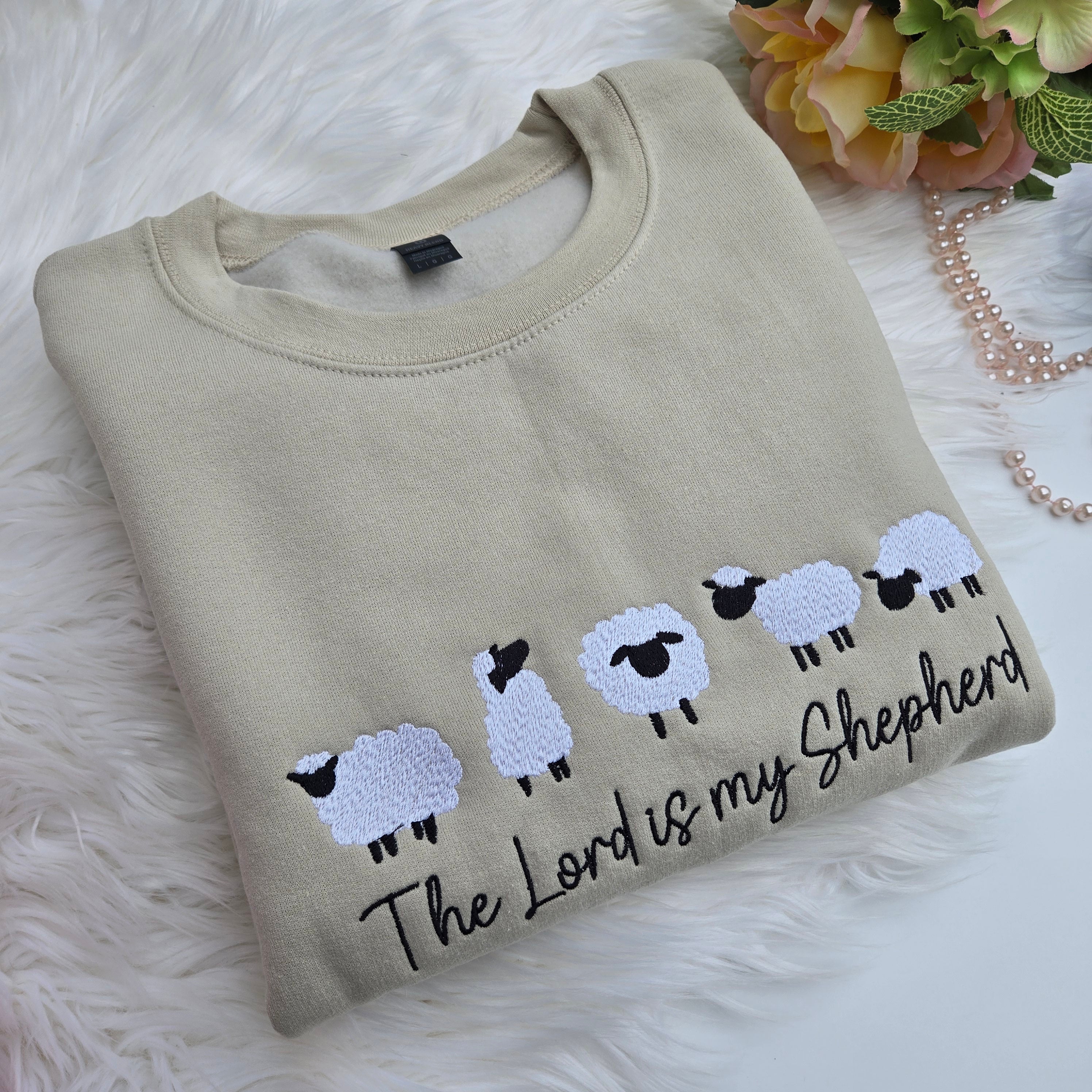 Sand Embroidered Women Sweatshirt,  The Lord is my Shepherd
