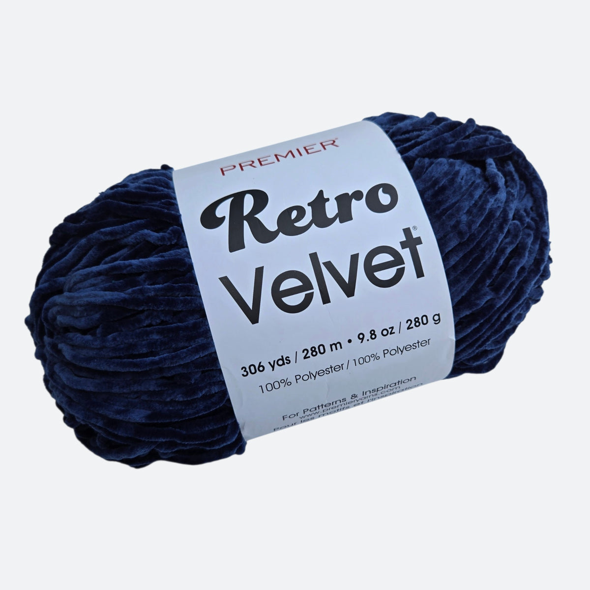 Premier Retro Velvet Yarn Bulky #5 – Navy Blue Plush Chenille Yarn, 306 Yards, 280g