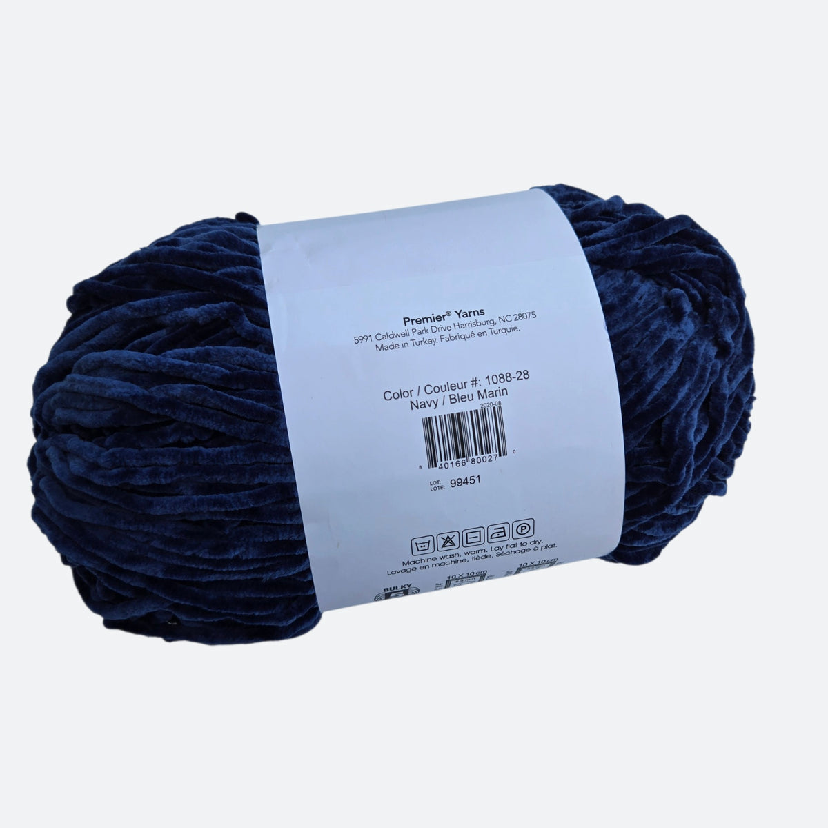 Premier Retro Velvet Yarn Bulky #5 – Navy Blue Plush Chenille Yarn, 306 Yards, 280g