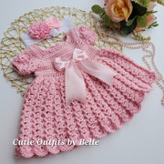 Pink Crochet Baby Dress for Baby Photo Sessions