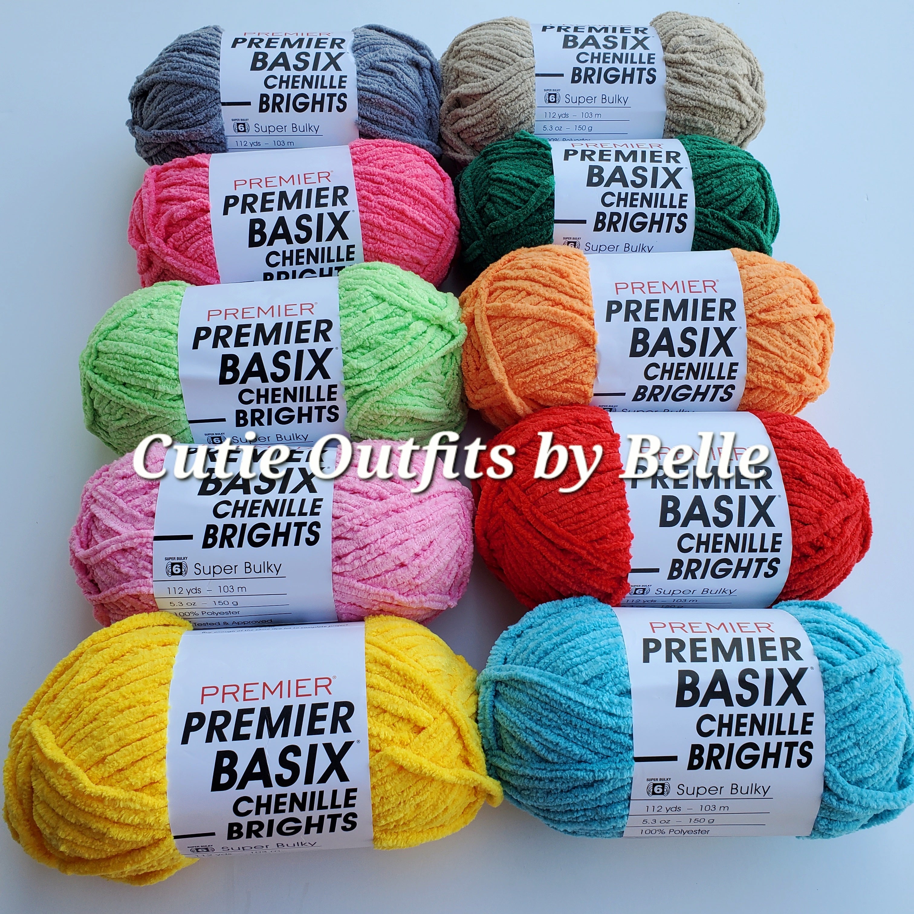 Premier Basix Chenille BRIGHTS, Chunky Yarn, Crochet Plushies Yarn