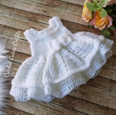 White Crochet Baby Dress, Christening Crochet Baby Outfit, Take Home Baby Outfit