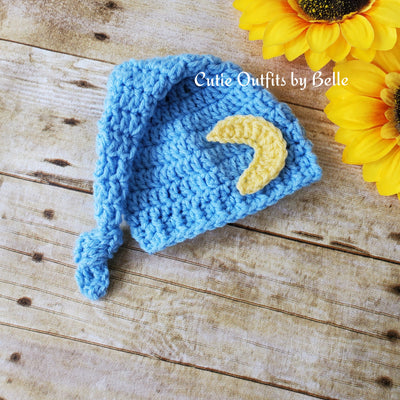 Moon and Star Crochet Baby Outfit, Baby Girl Hat Booties, Diaper Cover, Crochet Baby Boy Photo Prop