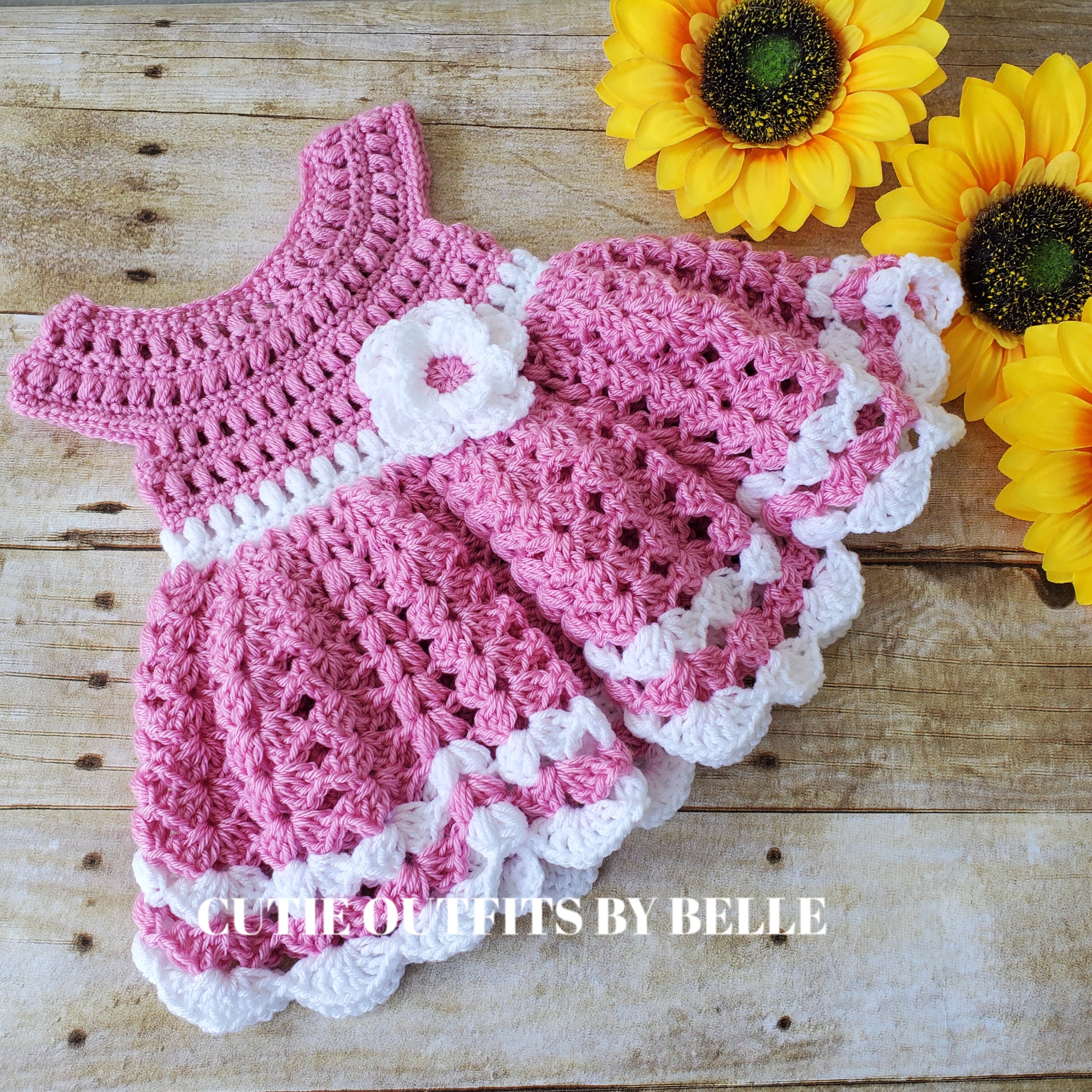 Newborn Crochet PATTERN, Pink Crochet Baby Dress Pattern, PDF Instant ...