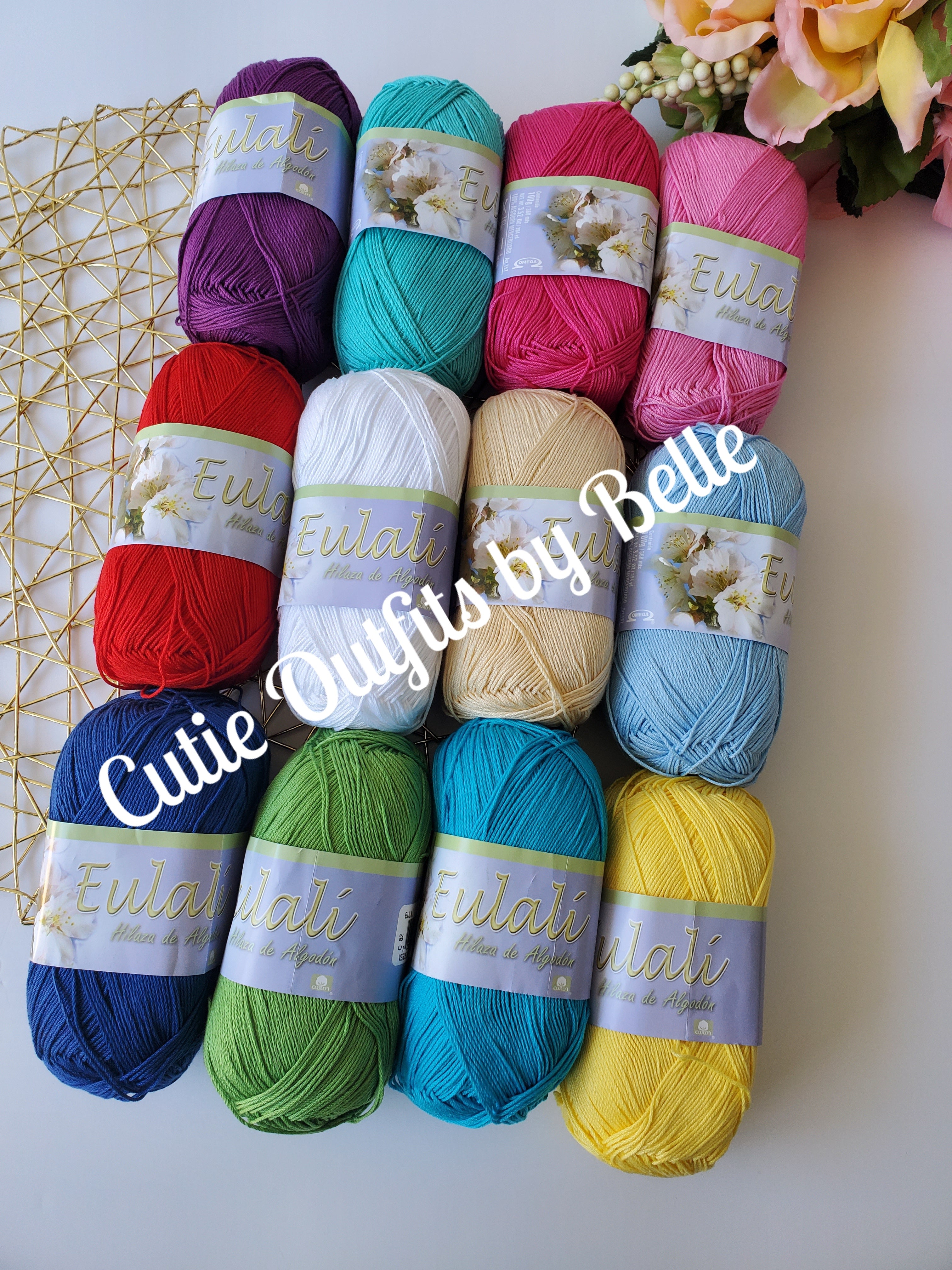 Eulali Egyptian Cotton Yarn, 100grs Soft Mercerized Cotton, Hilaza de Algodon