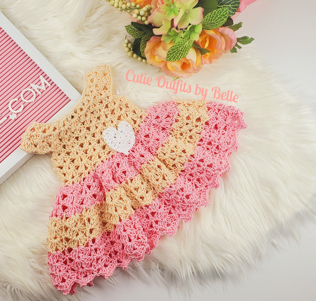 Crochet Pattern Dress, Pink Pattern Crochet Baby Girl Dress