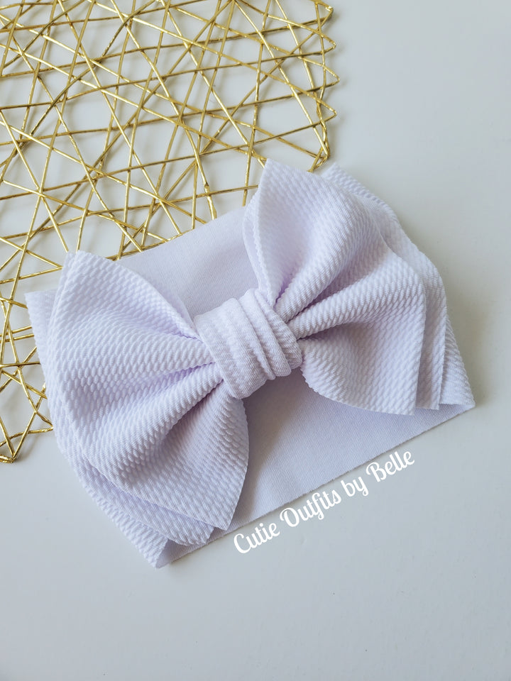 White Big Baby Girl Bow,  Cute Baby Headband, Baby Girl Headwrap