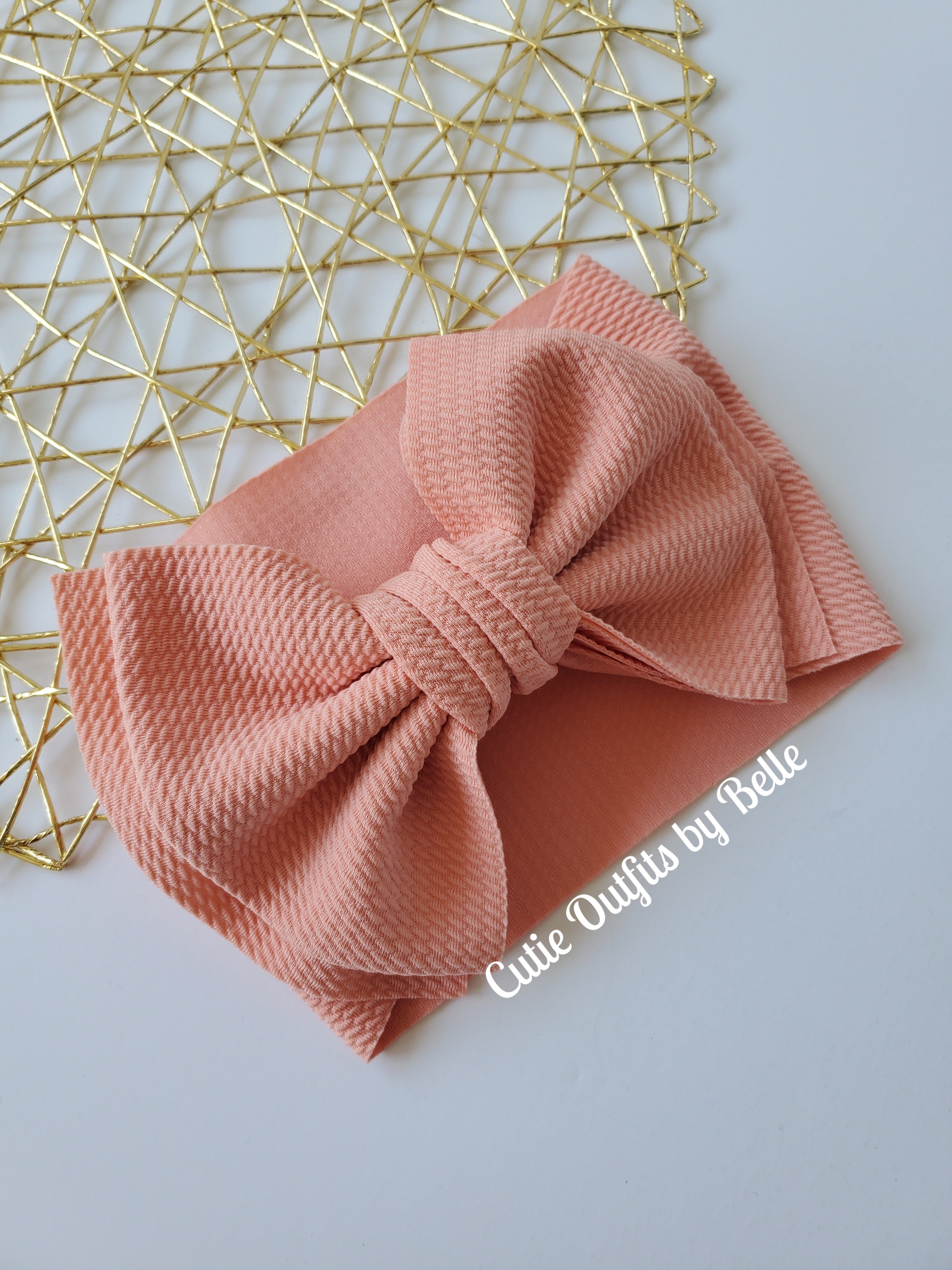 Peach Big Baby Girl Bow,  Cute Baby Headband, Baby Girl Headwrap