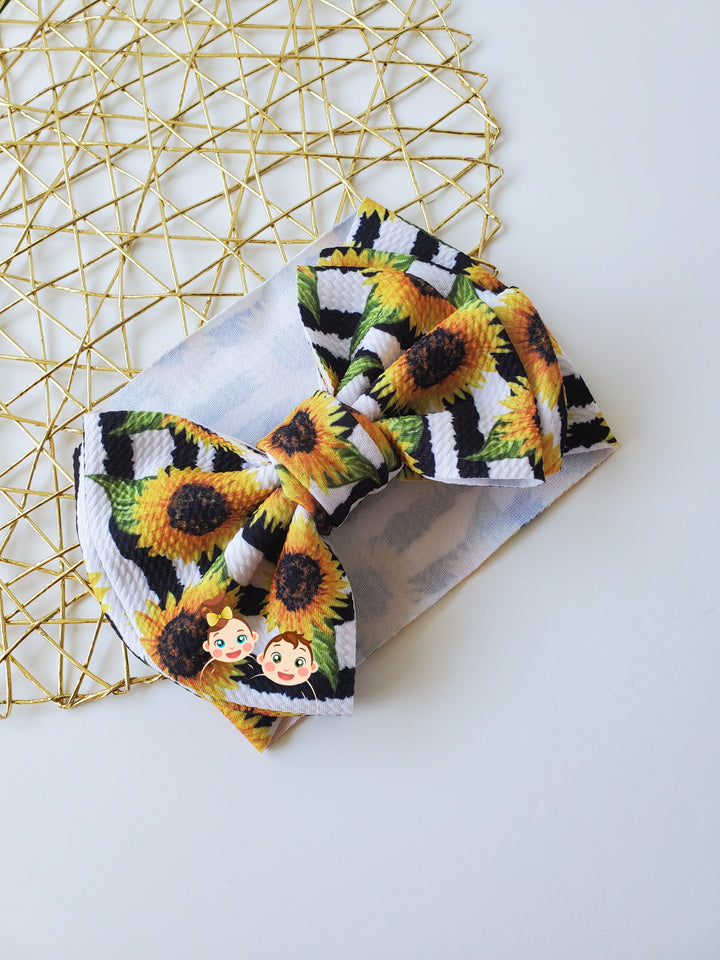 Sunflower Big Baby Bow Headband, Baby Girl Headwrap, Baby Girl Headwear