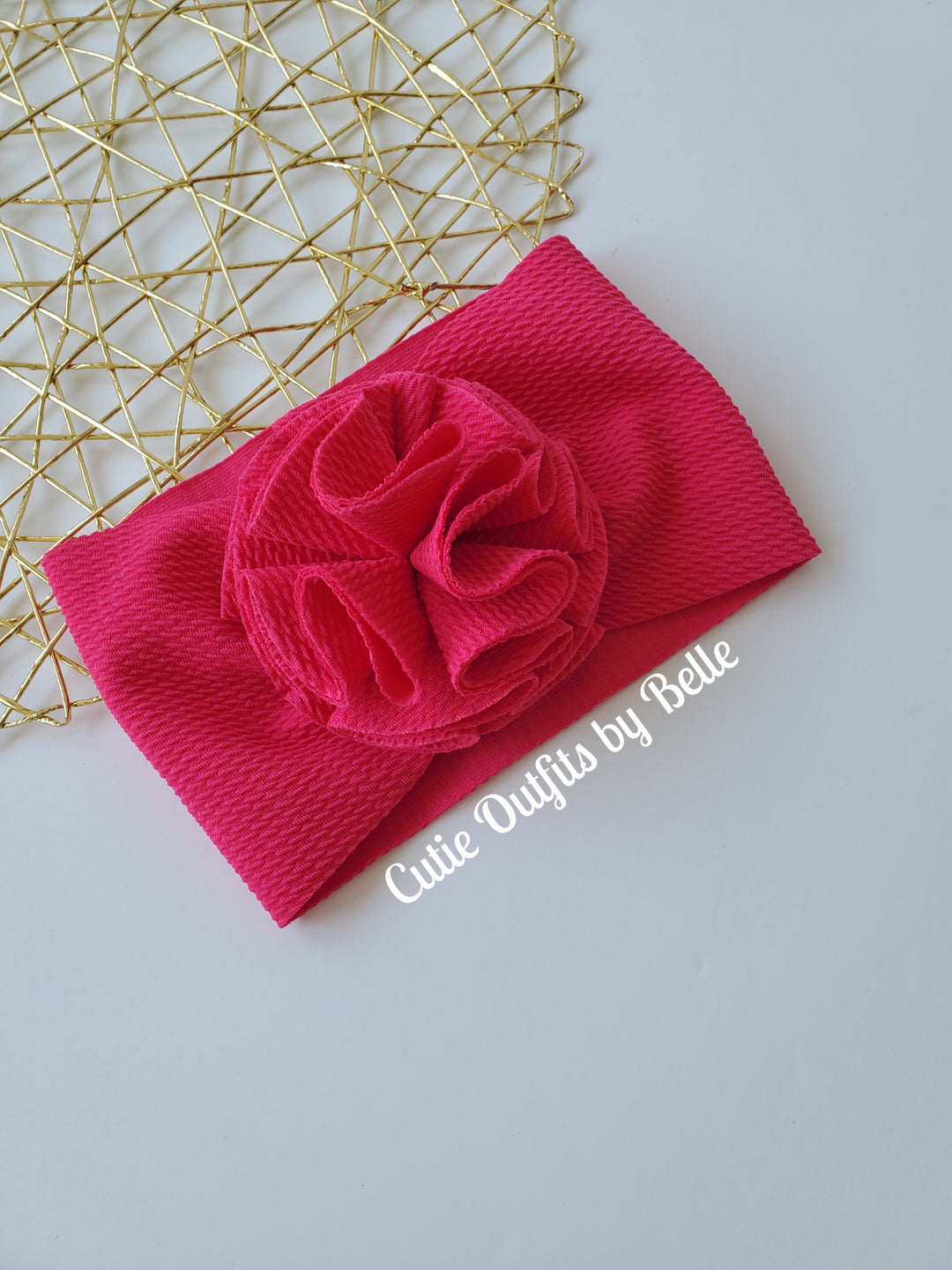 Hot Pink Baby Headband, Big Flower Headwrap