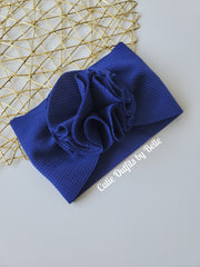 Royal Blue Baby Headband, Big Flower Headwrap, Baby Girl Bow