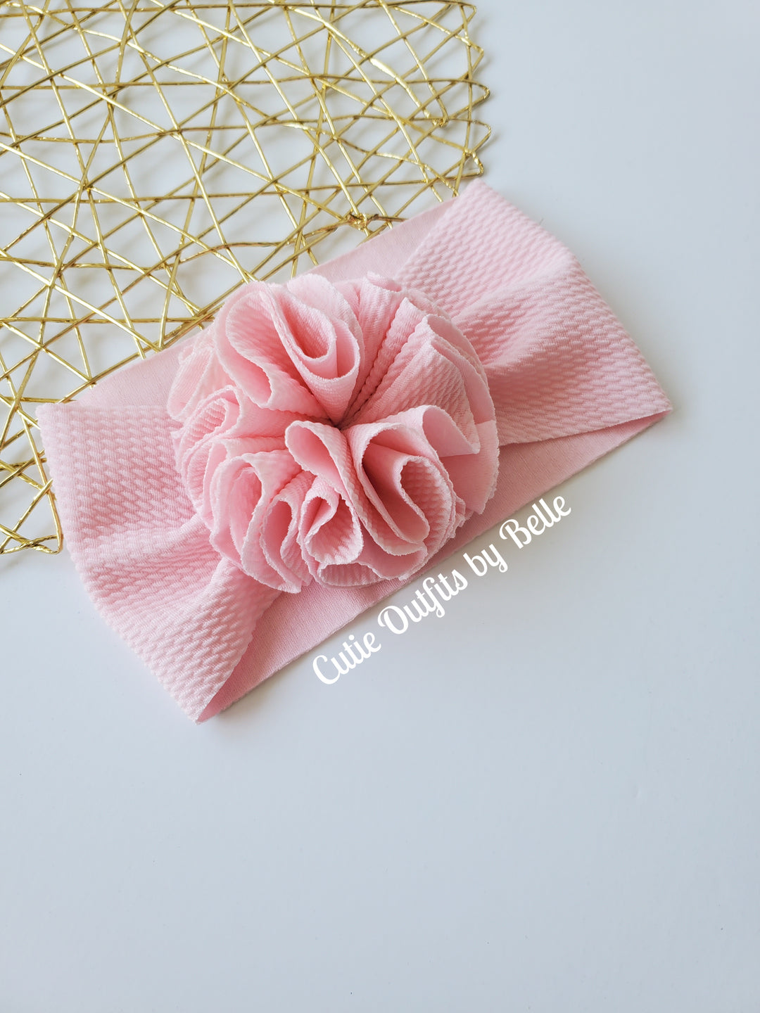 Baby Pink Baby Headband, Big Flower Headwrap, Baby Girl Bow