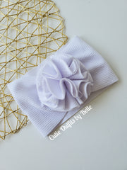 White Baby Headband, Big Flower Headwrap, Baby Girl Bow