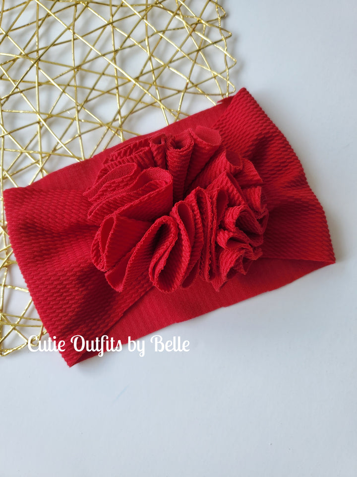 Red Baby Flower Headband, Baby Girl Headwrap, Baby Girl Headwear