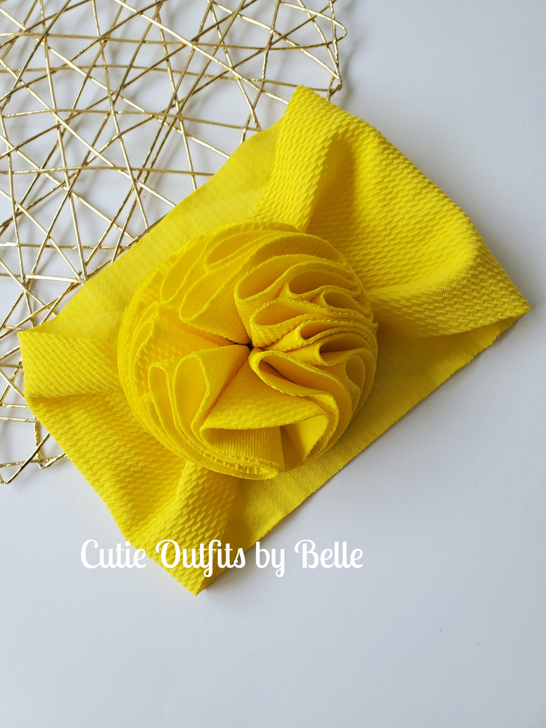 Yellow Baby Flower Headband, Baby Girl Headwrap, Baby Girl Headwear