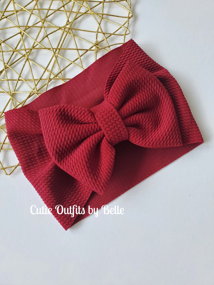 Burgundy Baby Girl Bow,  Cute Baby Headband, Baby Girl Headwrap