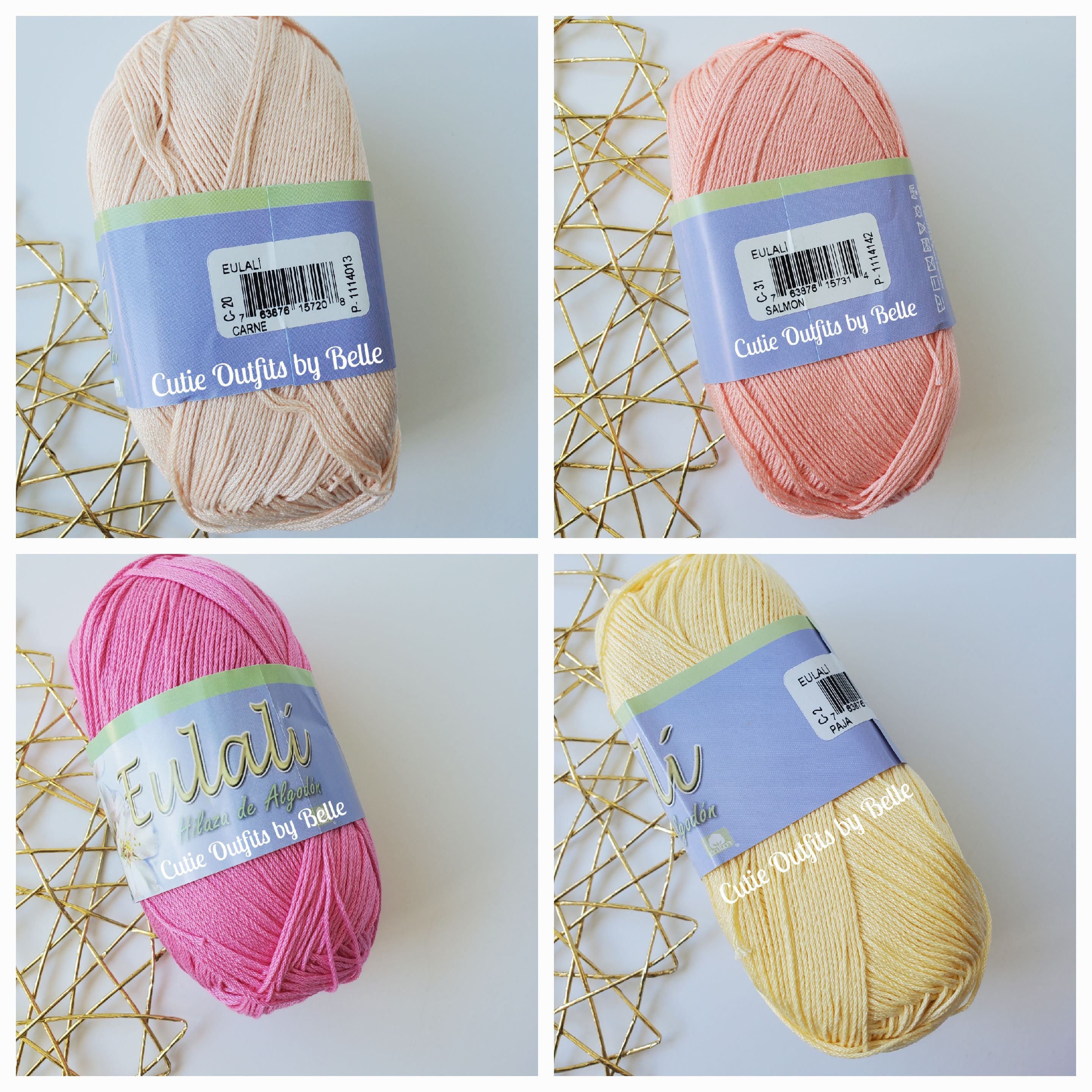 Eulali Egyptian Cotton Yarn, 100grs Soft Mercerized Cotton, Hilaza de Algodon