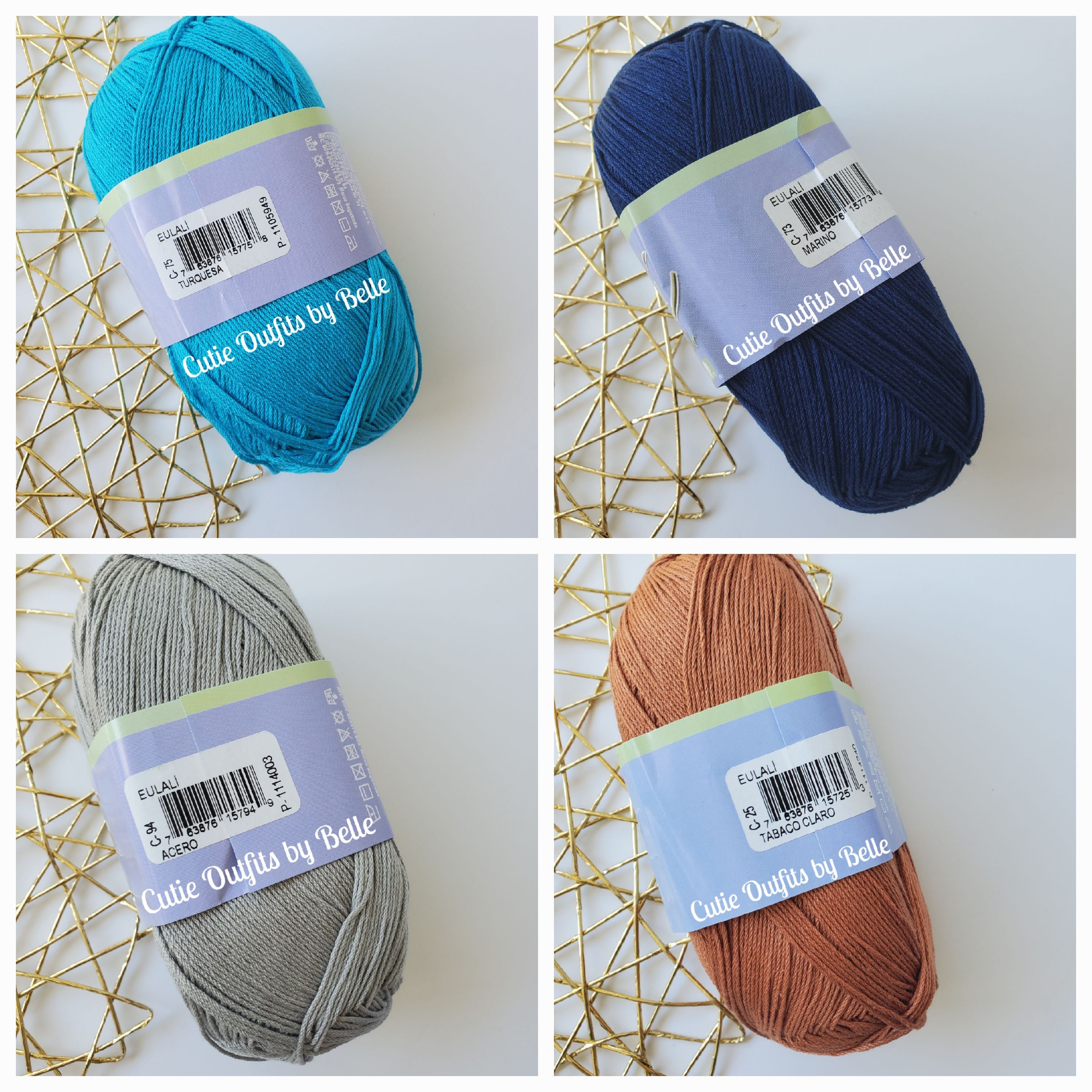 Eulali Egyptian Cotton Yarn, 100grs Soft Mercerized Cotton, Hilaza de Algodon