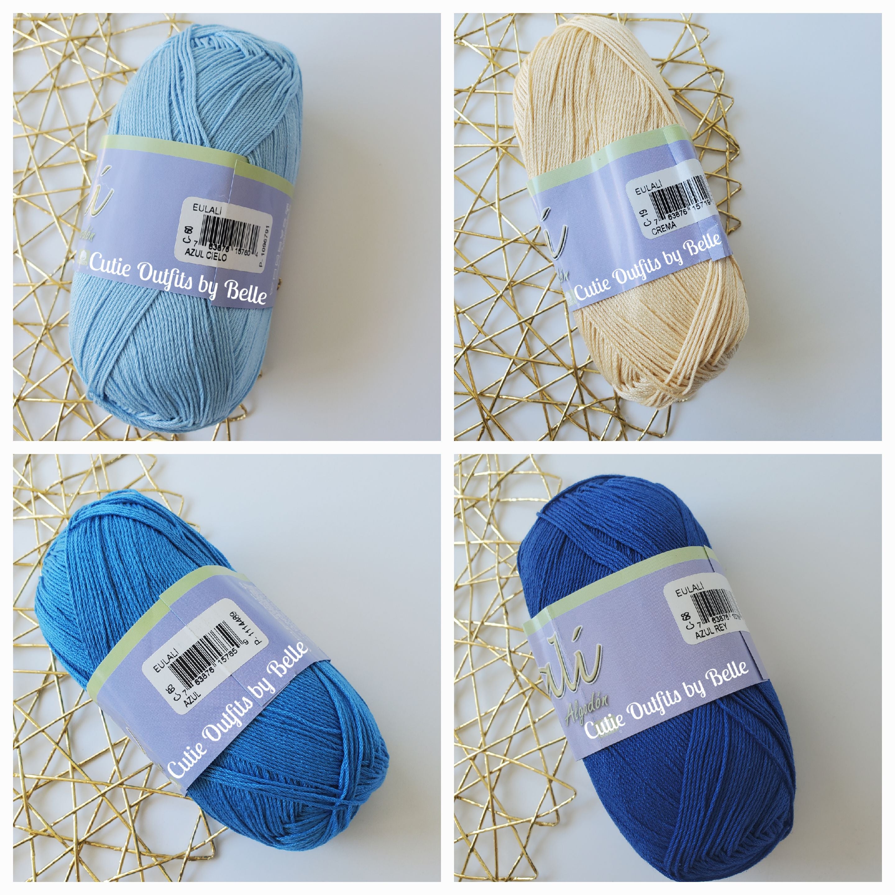 Eulali Egyptian Cotton Yarn, 100grs Soft Mercerized Cotton, Hilaza de Algodon