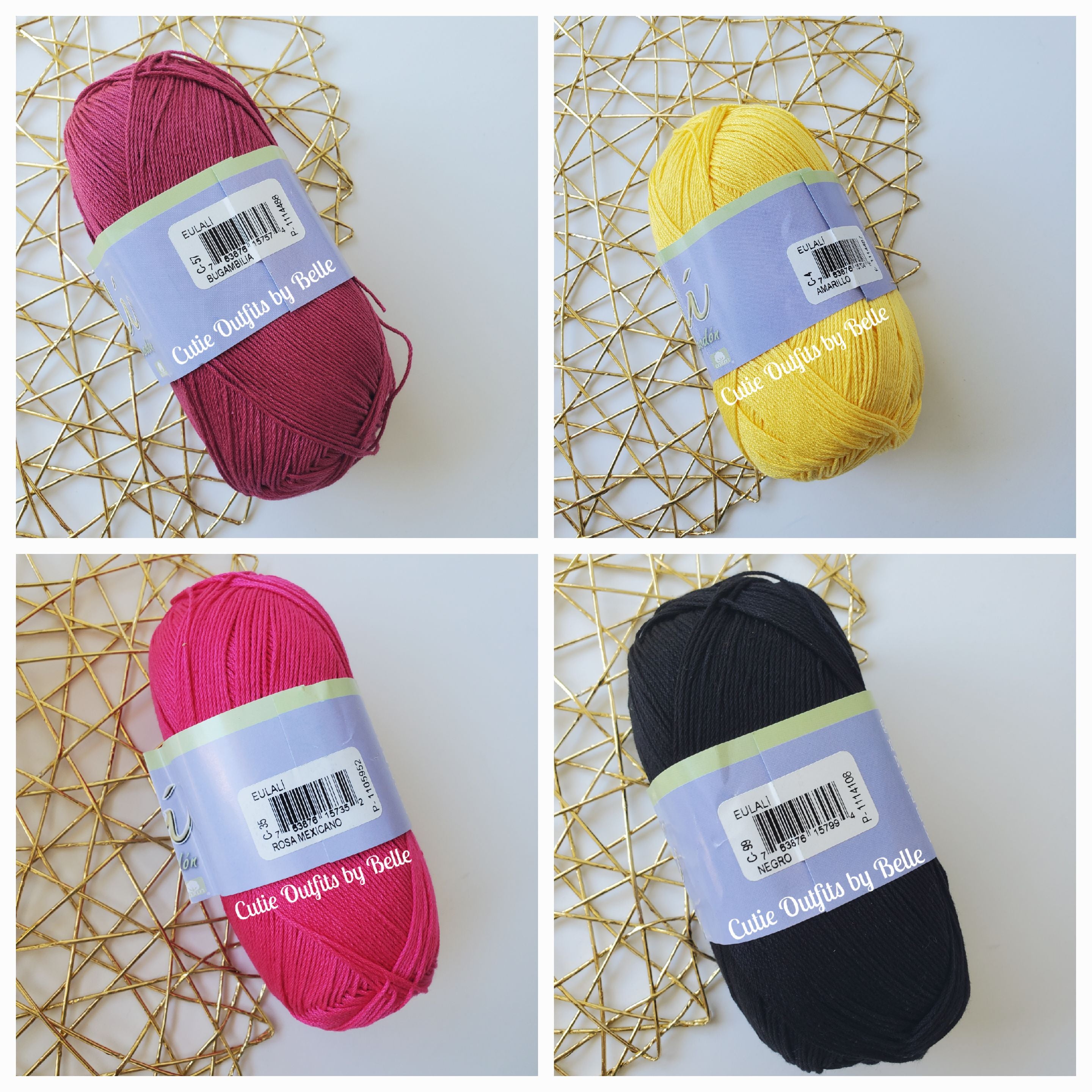 Eulali Egyptian Cotton Yarn, 100grs Soft Mercerized Cotton, Hilaza de Algodon