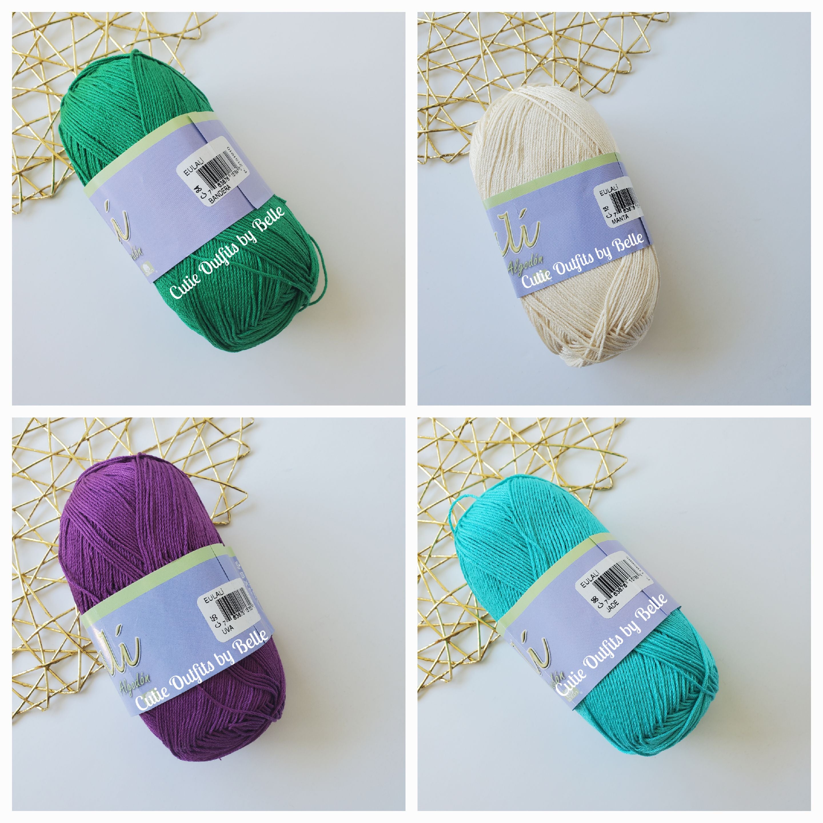 Eulali Egyptian Cotton Yarn, 100grs Soft Mercerized Cotton, Hilaza de Algodon