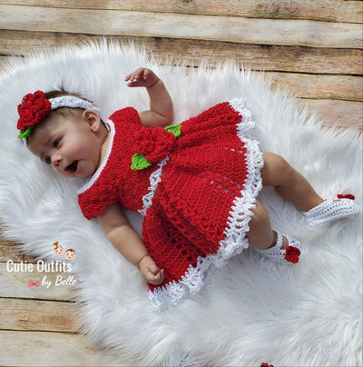 Christmas crochet baby dress