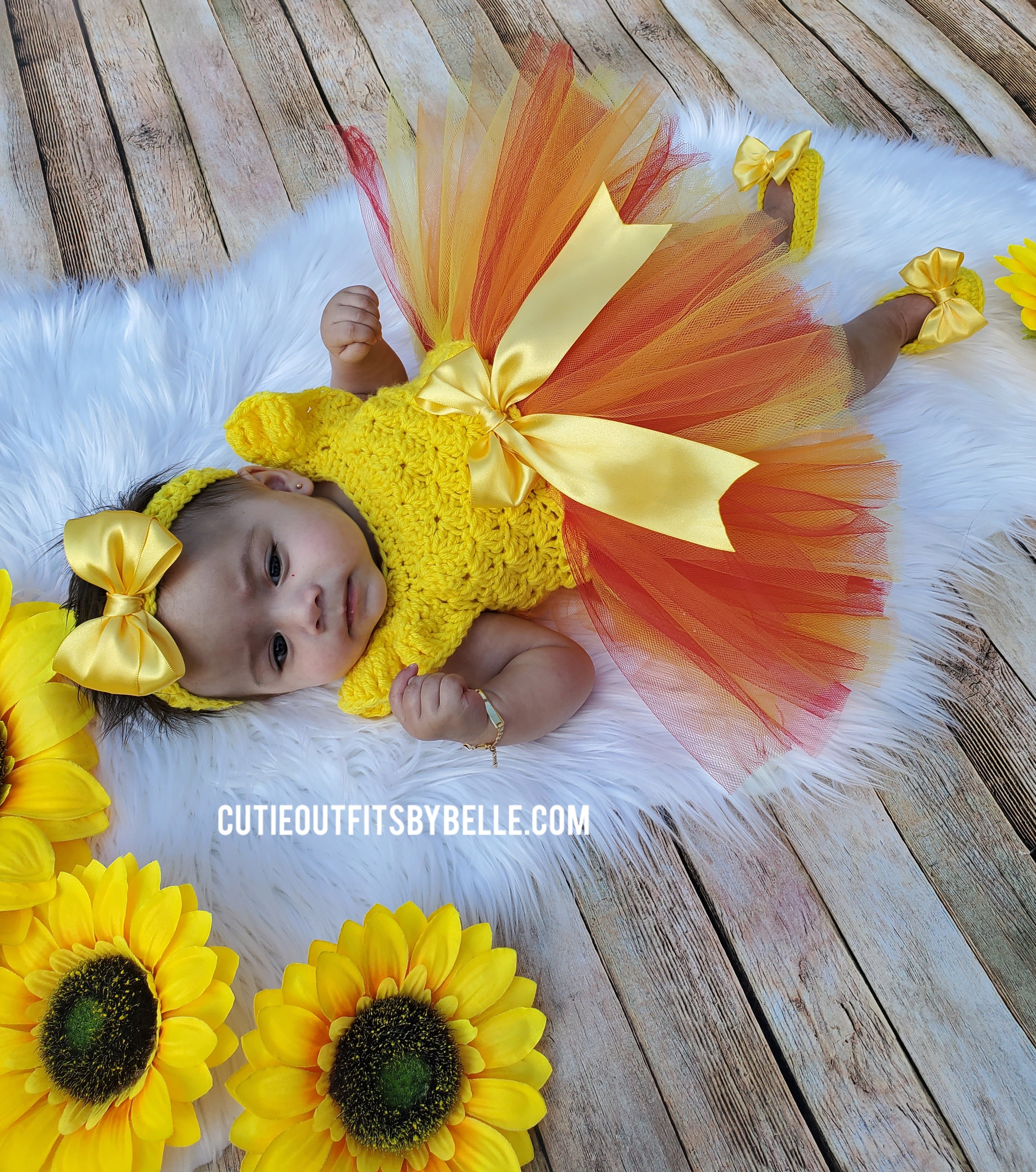 Sunflower Baby Outfit, Fall Baby Dress, Coming Home Outfit, Baby Girl – Cutie Outfits by Belle