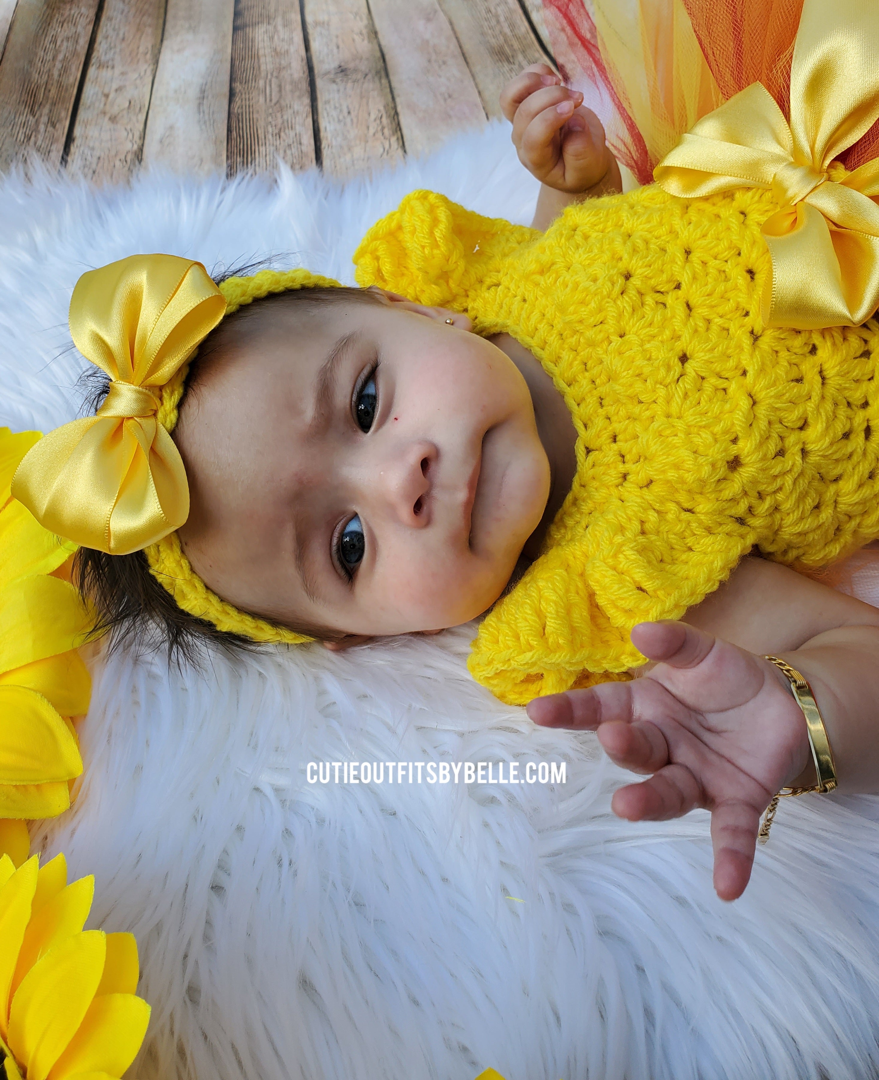 Knit Sunflower Dress Photo Prop for under 1 outlets year old