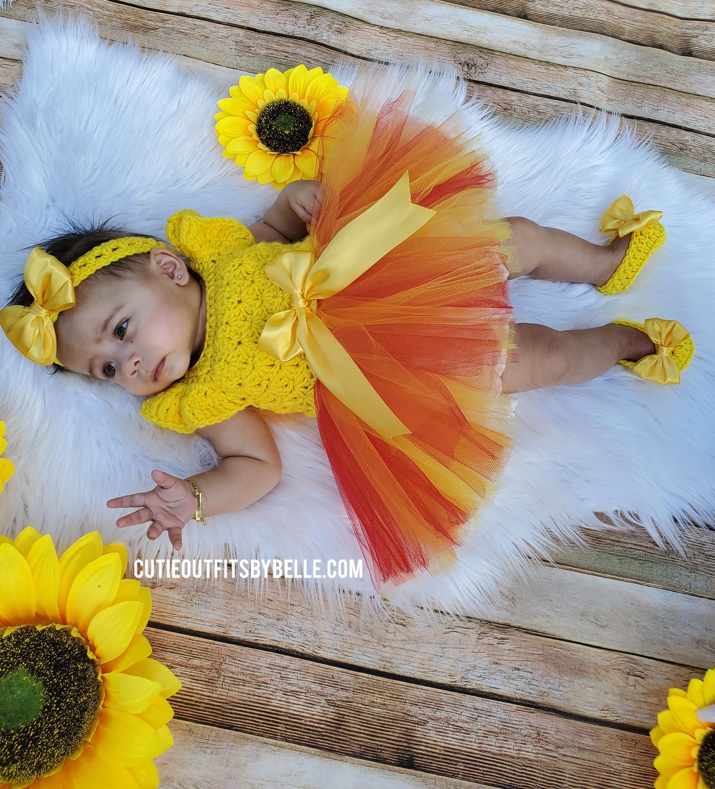 Sunflower baby girl outfit
