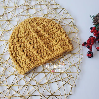 Mustard crochet baby hat