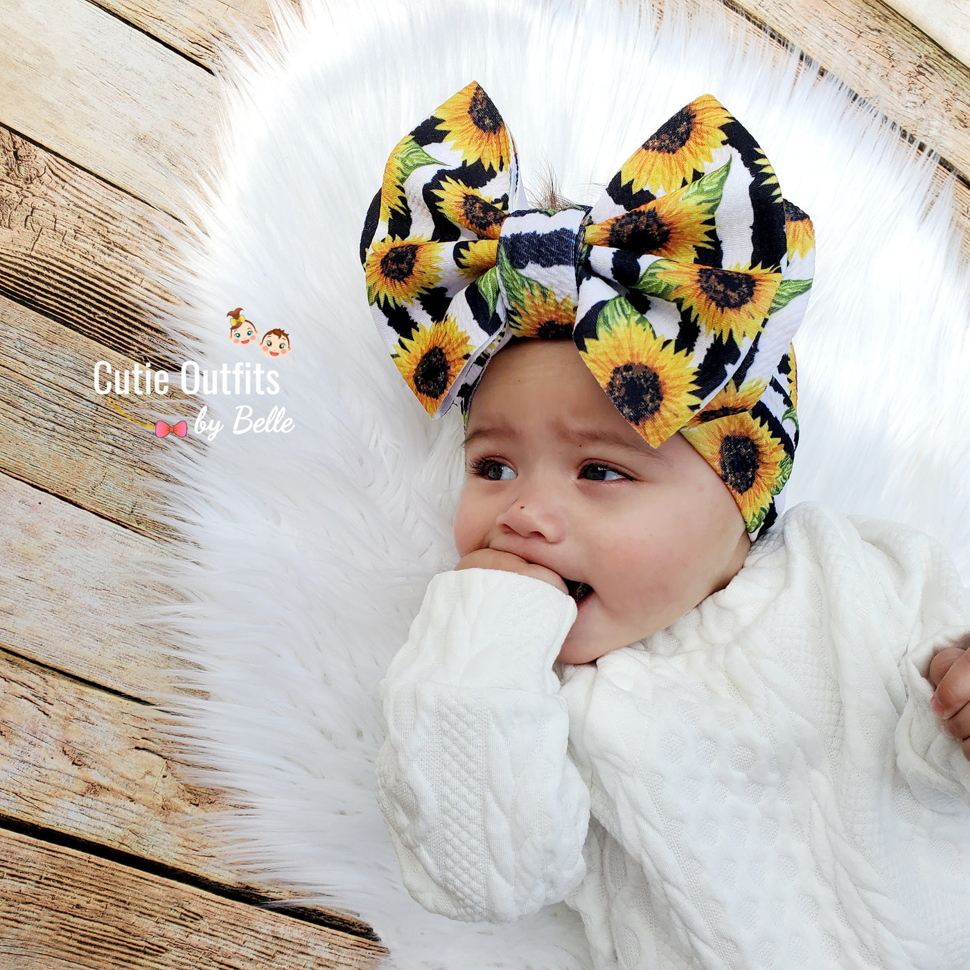 Sunflower Big Baby Bow Headband, Baby Girl Headwrap, Baby Girl Headwear