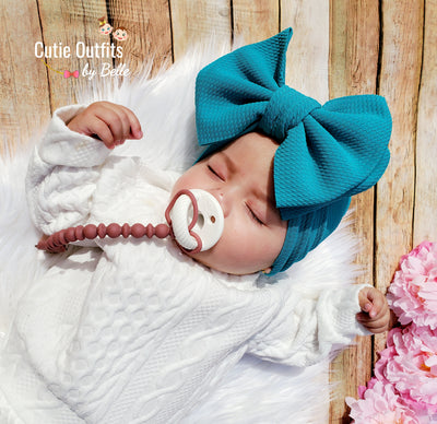 Teal baby girl bow