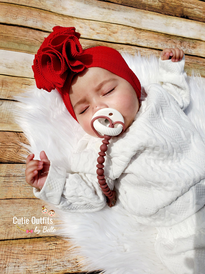 Red flower baby bow