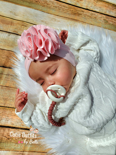 Baby Pink Baby Headband, Big Flower Headwrap, Baby Girl Bow