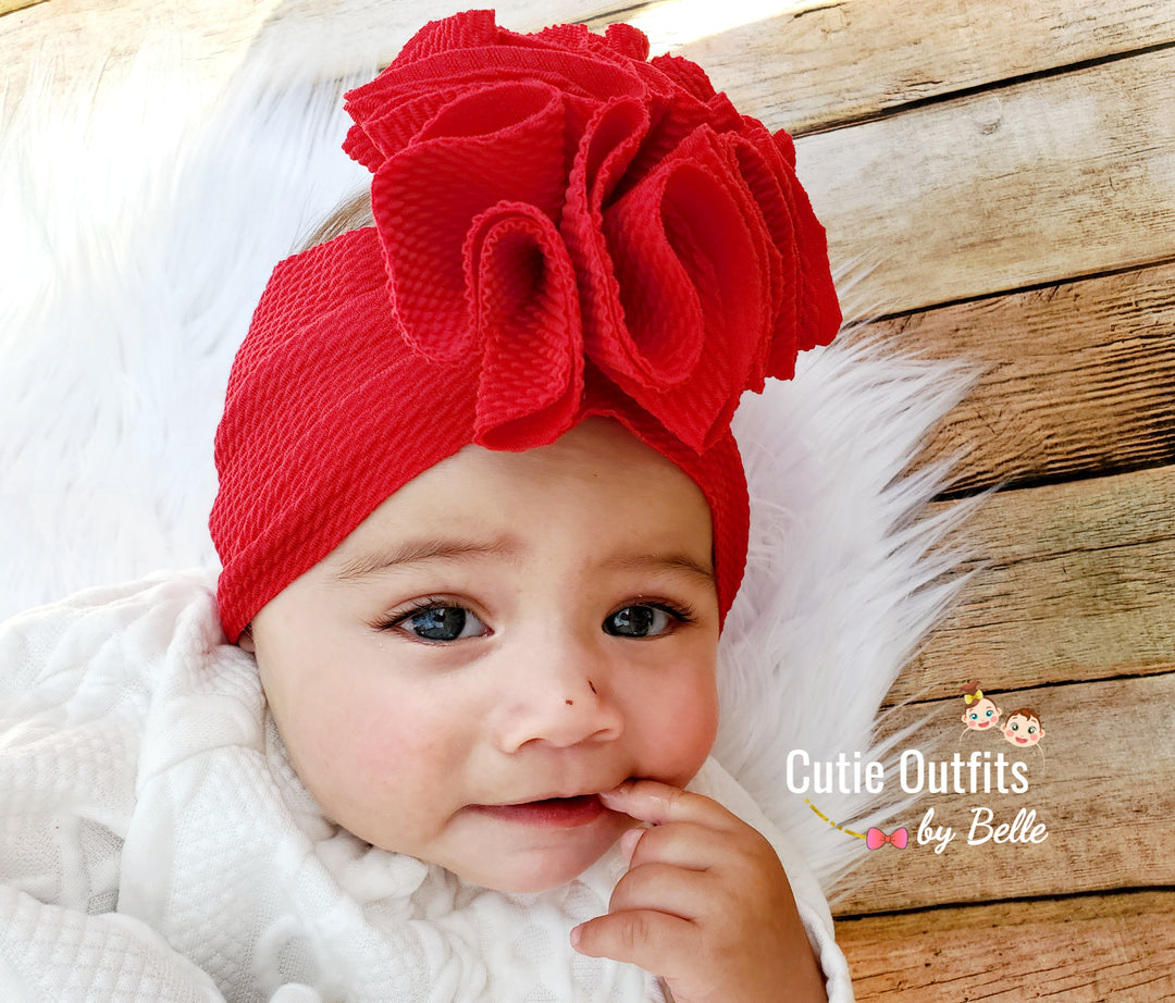 Red Baby Flower Headband, Baby Girl Headwrap, Baby Girl Headwear