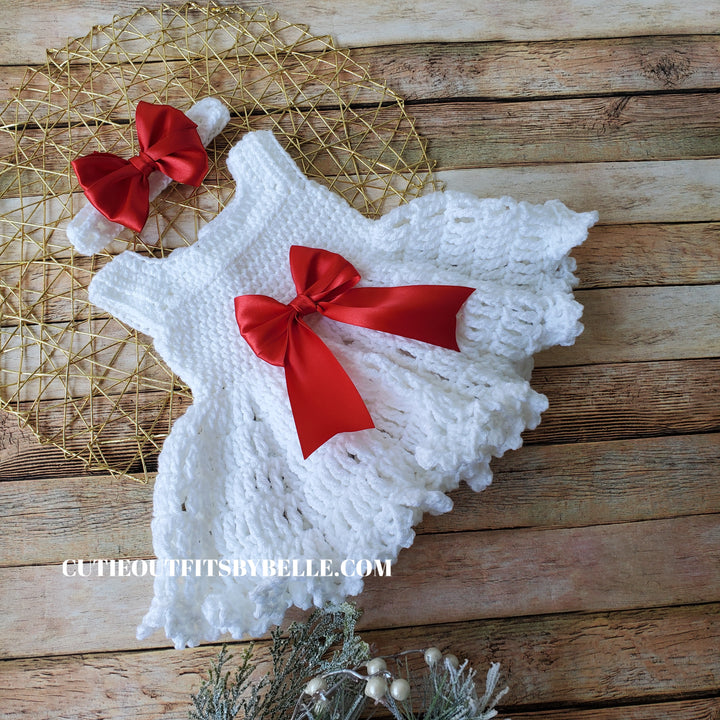 Crochet baby dress and headband