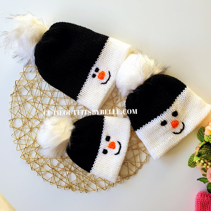 Snowman Baby Hat, Snowman Toddler Hat, Snowmen Family Hats