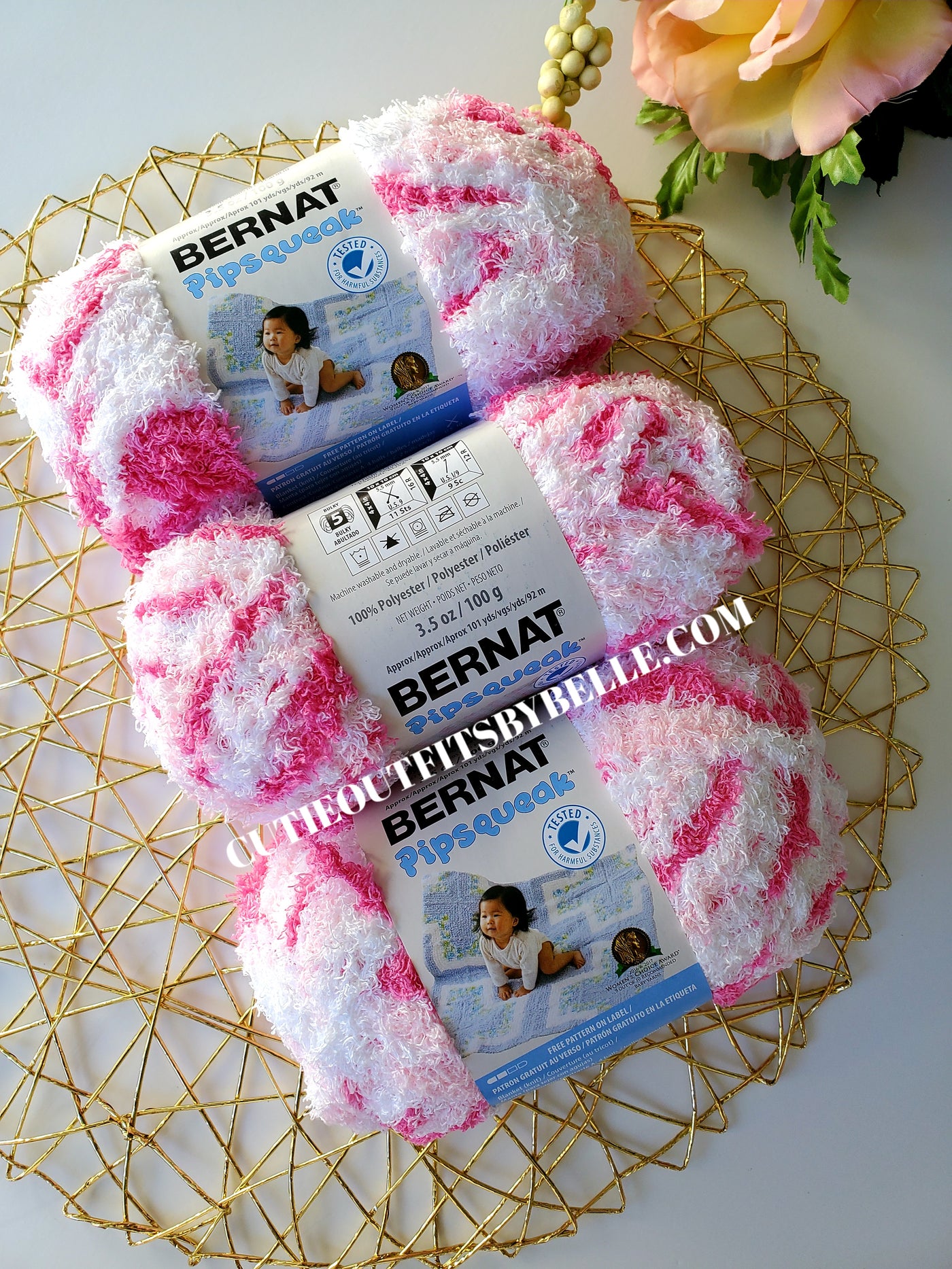 Pink Swirl Bernat Pipsqueak Yarn, Soft Bulky Yarn