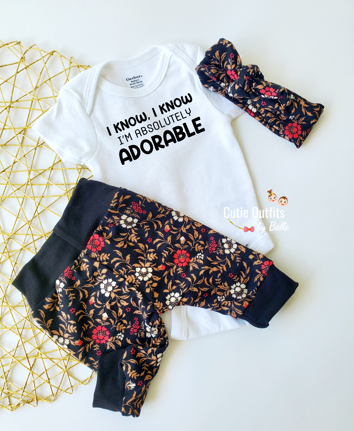 Floral coming home baby outfit