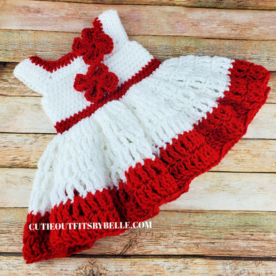 Red crochet baby dress