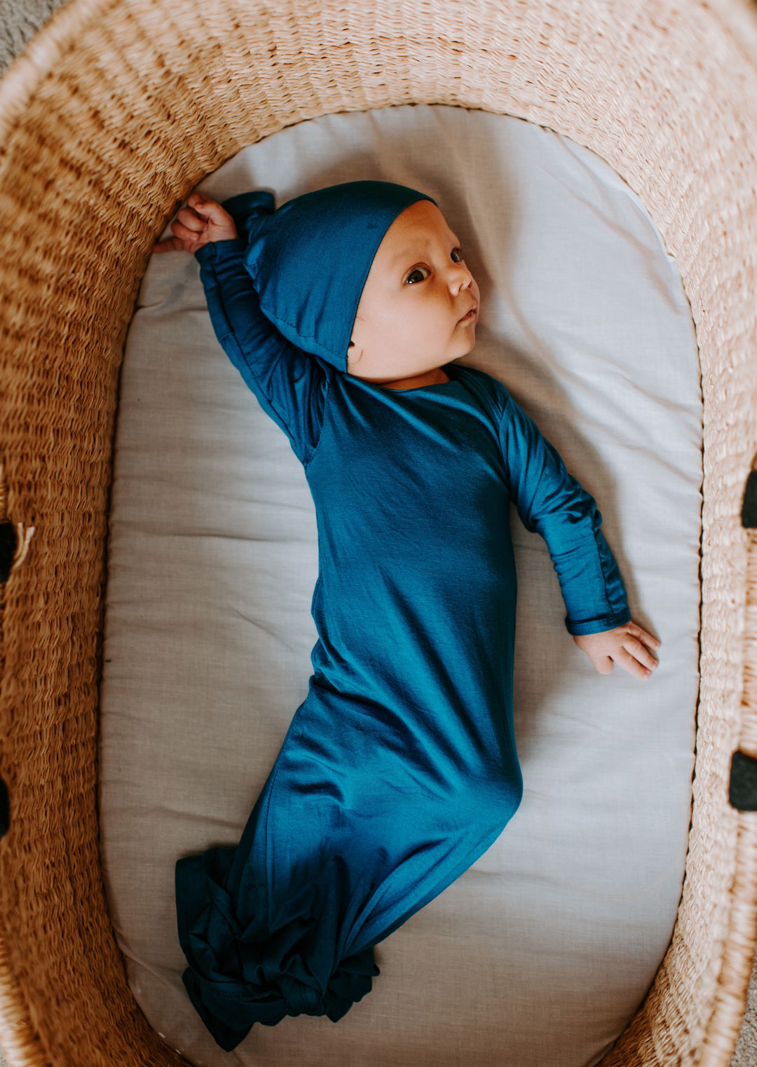 Blue baby boy knotted gown