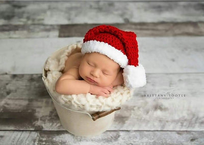 Christmas Baby Hat, Crochet Baby Hat, Newborn Santa Hat