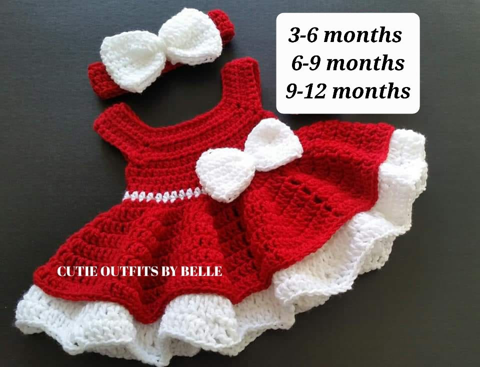 3 Sizes Crochet Baby Dress PATTERN, 3-6 Months 6-9 Months 9-12 Months Baby Dress Pattern Only, Instant Download